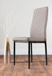 Furniturebox Leonardo 4 Seater Rectangular Glass Dining Table With Black Metal Legs & 4 Beige Milan Faux Leather Black Leg Chairs - thumbnail 7