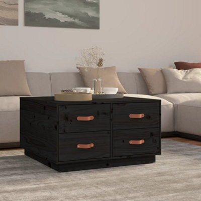 Berkfield Coffee Table Black 80X80X45 Cm Solid Wood Pine - image 1