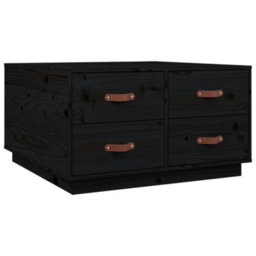 Berkfield Coffee Table Black 80X80X45 Cm Solid Wood Pine - thumbnail 2