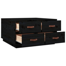 Berkfield Coffee Table Black 80X80X45 Cm Solid Wood Pine - thumbnail 7