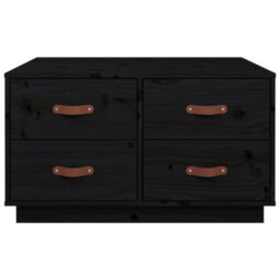 Berkfield Coffee Table Black 80X80X45 Cm Solid Wood Pine - thumbnail 6