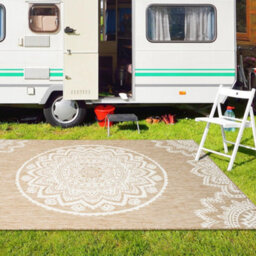 Homeart Outdoor Indoor Rug, Easy Clean, Uv Weather Resistant Rug For Patio, Gardenmandala Natural, Cream,80X150Cm - thumbnail 3