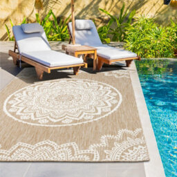 Homeart Outdoor Indoor Rug, Easy Clean, Uv Weather Resistant Rug For Patio, Gardenmandala Natural, Cream,80X150Cm - thumbnail 2