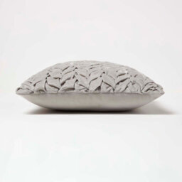 Homescapes Grace Pleated Grey Velvet Cushion - thumbnail 4