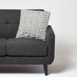 Homescapes Grace Pleated Grey Velvet Cushion - thumbnail 2