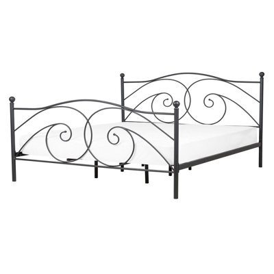 Beliani Bed Metal Dinard 140 X 200 Cm (Eu Double) Black - image 1