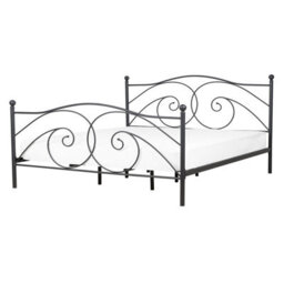 Beliani Bed Metal Dinard 140 X 200 Cm (Eu Double) Black - thumbnail 1