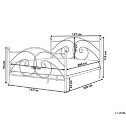 Beliani Bed Metal Dinard 140 X 200 Cm (Eu Double) Black - thumbnail 3