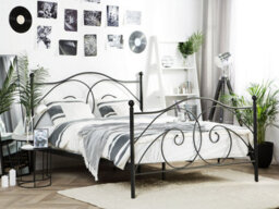 Beliani Bed Metal Dinard 140 X 200 Cm (Eu Double) Black - thumbnail 2