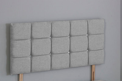Comfy Deluxe 6Ft Superking 20Inch    Silver Linen Cube Headboard