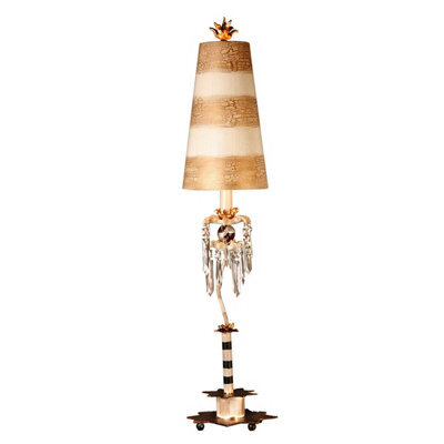 Elegant Black And White Striped Led Table Lamp With Crystal Accents