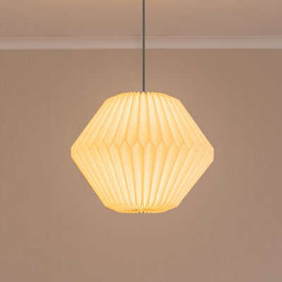 Valuelights Astrid Geometric Origami Hexagon Paper Pleated Easy Fit Lamp Shade And Bulb (D)39.5Cm - image 1
