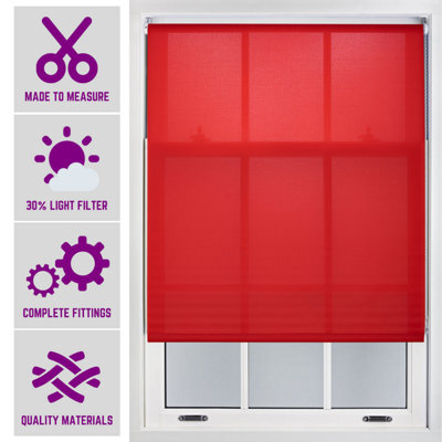 Furnished Made To Measure Day Light Roller Blinds - Red Roller Blind For Windows And Doors (W)90Cm (L)210Cm - image 1