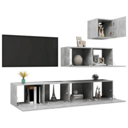Berkfield Modern 4 Piece Tv Cabinet Set Concrete Grey Engineered Wood - thumbnail 3