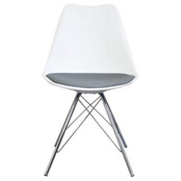 Fusion Living Soho White And Dark Grey Plastic Dining Chair With Chrome Metal Legs - thumbnail 6