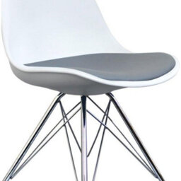 Fusion Living Soho White And Dark Grey Plastic Dining Chair With Chrome Metal Legs - thumbnail 3