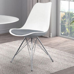 Fusion Living Soho White And Dark Grey Plastic Dining Chair With Chrome Metal Legs - thumbnail 2