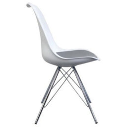 Fusion Living Soho White And Dark Grey Plastic Dining Chair With Chrome Metal Legs - thumbnail 5