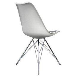 Fusion Living Soho White And Dark Grey Plastic Dining Chair With Chrome Metal Legs - thumbnail 4