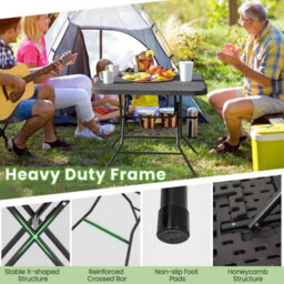 Square Folding Picnic Table 4-Person Patio Dining Table-Black 80 Cm - thumbnail 5