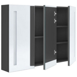 Berkfield Led Bathroom Mirror Cabinet 89X14X62 Cm Grey - thumbnail 4