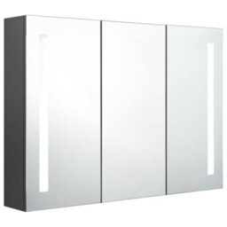 Berkfield Led Bathroom Mirror Cabinet 89X14X62 Cm Grey - thumbnail 3