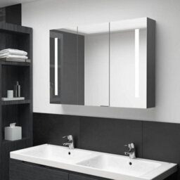 Berkfield Led Bathroom Mirror Cabinet 89X14X62 Cm Grey