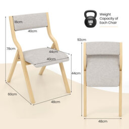 Costway Set Of 2 Padded Folding Chair Wooden Counter Dining Chairs W/ Linen Fabric Seat - thumbnail 2