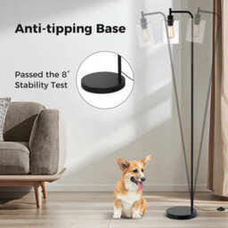 Costway Industrial Floor Lamp Standing Lamp With Hanging Glass Lampshade & Foot Switch Black - thumbnail 8