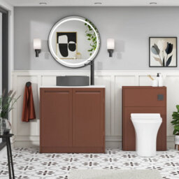 Royal Bathrooms Royal Bathroom Elmore 800mm Terracotta Clay Freestanding Bathroom Vanity Unit 2 Door Plain White Worktop With Art Round Basin - thumbnail 5