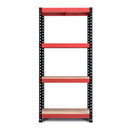 RB UK Rb Boss Garage Shelving Unit Fastlok 4 Shelf Mdf Red & Black Powder Coated Steel (H) 1800mm (W) 900mm (D) 300mm - thumbnail 2