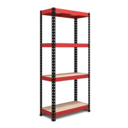 RB UK Rb Boss Garage Shelving Unit Fastlok 4 Shelf Mdf Red & Black Powder Coated Steel (H) 1800mm (W) 900mm (D) 300mm