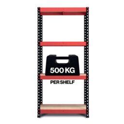 RB UK Rb Boss Garage Shelving Unit Fastlok 4 Shelf Mdf Red & Black Powder Coated Steel (H) 1800mm (W) 900mm (D) 300mm - thumbnail 4