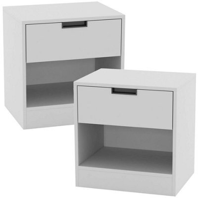 Urbn-Living Urbnliving 47Cm Height Drawer Bedside White Table Nightstand Shelf Cabinet Storage Unit Bedroom Furniture Set Of 2 - image 1