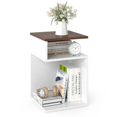 S-Shaped Walnut Side Table Space-Saving Sofa Table - image 1