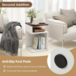 S-Shaped Walnut Side Table Space-Saving Sofa Table - thumbnail 3