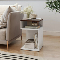 S-Shaped Walnut Side Table Space-Saving Sofa Table - thumbnail 6