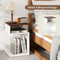 S-Shaped Walnut Side Table Space-Saving Sofa Table - thumbnail 5