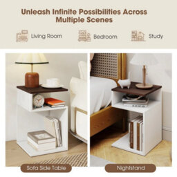 S-Shaped Walnut Side Table Space-Saving Sofa Table - thumbnail 4