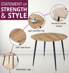 Hallowood Furniture Cullompton Small Round Dining Table 90Cm With 4 Faux Leather Grey Chairs - thumbnail 4