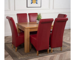 That's Furniture Dakota 127 X 82 Cm Chunky Oak Small Dining Table And 6 Chairs Dining Set With Montana Burgundy Leather Chairs - thumbnail 3