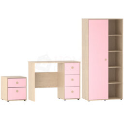 Lassic Junior Vida Neptune Pink & Oak  3 Piece Bedroom Furniture Set - Desk, Bedside Table, Wardrobe - thumbnail 9