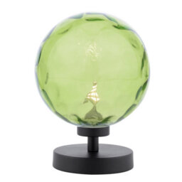 DAR Esben Touch Table Lamp Matt Black With Green Dimpled Glass