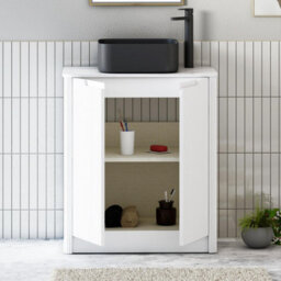 Royal Bathrooms Avenza 800mm Matt White Floor Standing Bathroom Vanity Unit 2 Door With Art Square Basin - thumbnail 5