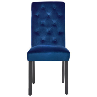 Wyld And Coco Lux Velvet Deep Blue Dining Chairs Set Of 2 - Rubberwood Black Legs, W44 X D51 X H99Cm - image 1