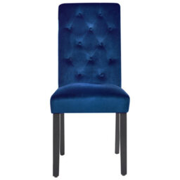 Wyld And Coco Lux Velvet Deep Blue Dining Chairs Set Of 2 - Rubberwood Black Legs, W44 X D51 X H99Cm - thumbnail 1