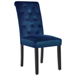 Wyld And Coco Lux Velvet Deep Blue Dining Chairs Set Of 2 - Rubberwood Black Legs, W44 X D51 X H99Cm - thumbnail 6