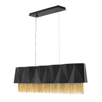 Elegant 6 Bulb Satin Black And Gold Ceiling Pendant Light With E27 Fitting