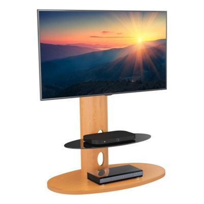 "Avf Affinity Chepstow 93Cm Oval Pedestal Tv Stand, For Tvs 32-65"" - Oak" - image 1