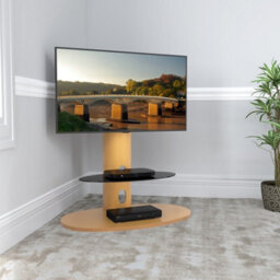 "Avf Affinity Chepstow 93Cm Oval Pedestal Tv Stand, For Tvs 32-65"" - Oak" - thumbnail 2